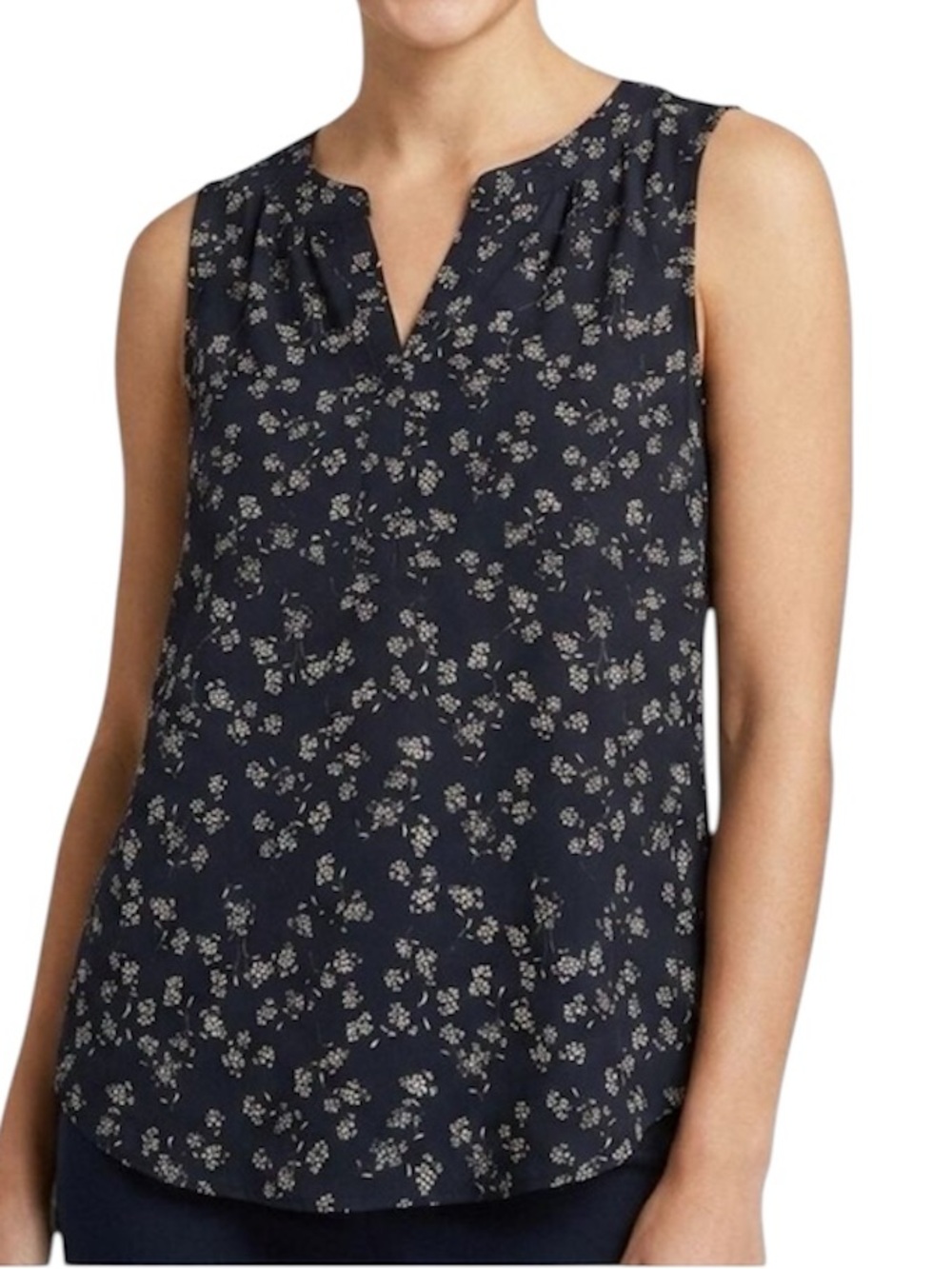 41 Hawthorn Morey Split Neck XL Navy Floral sleeveless Stitch Fix Blouse  XL NWT